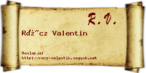 Rácz Valentin névjegykártya